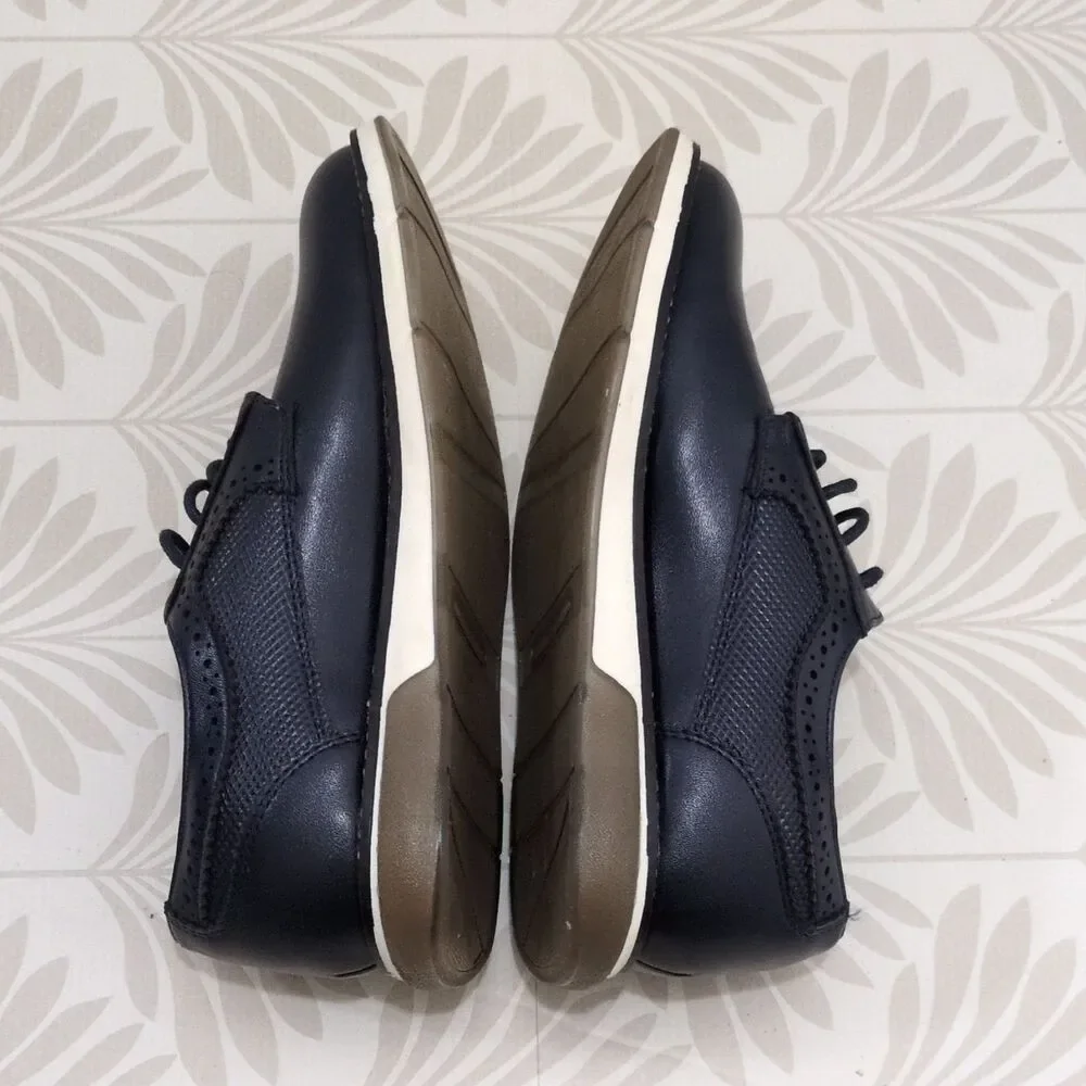 Bruno Marc Men's Navy Brogue Lace-Up Derby Dress Shoes Round Toe US 2 UK 1